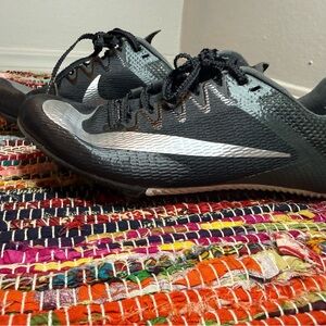 Nike Black Running Spikes with White Swoosh